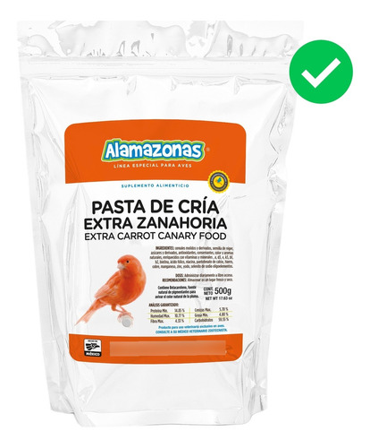 Pasta De Cría Extra Zanahoria Pro 500g Aves