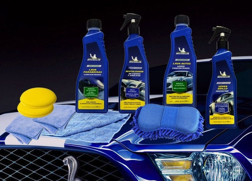 Kit De Lavado Para Auto  Michelin,paño,cera,shampo,esponja