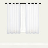 Cortinas Traslucidas Con Aros 2.00x1.35 M 2 Pzas Alfer Home Color Blanco