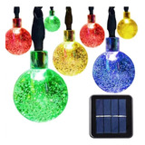 Luces Guirnalda Solar 20 Leds Hielo Flor Estrella Multicolor