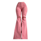 Pantalones Vaqueros Con Cintura Media Acampanada Para Mujer,