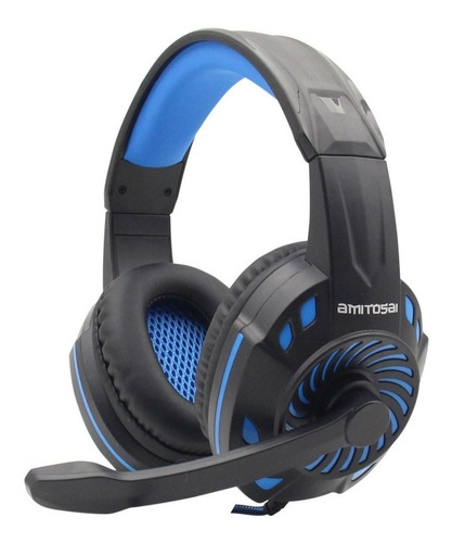 Auricular Gamer Con Micrófono Amitosai Mts-floss Azul Compatible Con Consolas, Computadoras Y Celulares