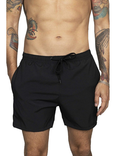 Short De Baño Liso Confort Black Rever Pass