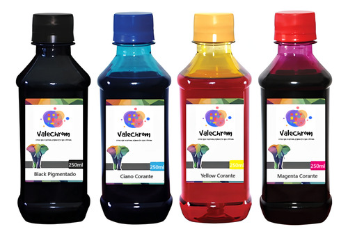 4 Tinta Para Hp 60 122 901 60 901 122 De 250ml Bk Pigmentado