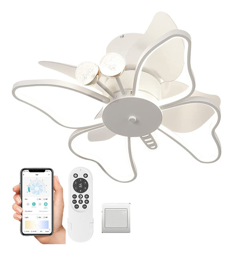Ventilador Techo Luz Led Dimmable Con Control Remoto Y App