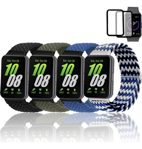 4 Correas Elástico + 2mica Cristal Para Samsung Galaxy Fit 3