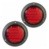 2x Faro Led Redondo Luz Cuartos Y Freno Stop Rojo Remolques