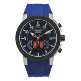 Reloj Casual Mulco Mw-3-22803-045 Creek Color De La Correa Azul Color Del Bisel Plateado Color Del Fondo Negro