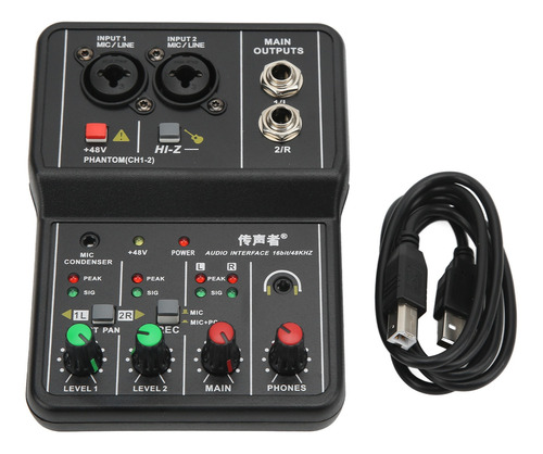 Mezclador De Tarjetas De Sonido 2 Canales Usb 48v Phantom Po