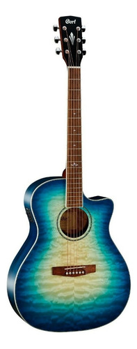 Guitarra Acústica Cort Grand Regals Ga-qf Coral Blue Burst Orientación De La Mano Derecha