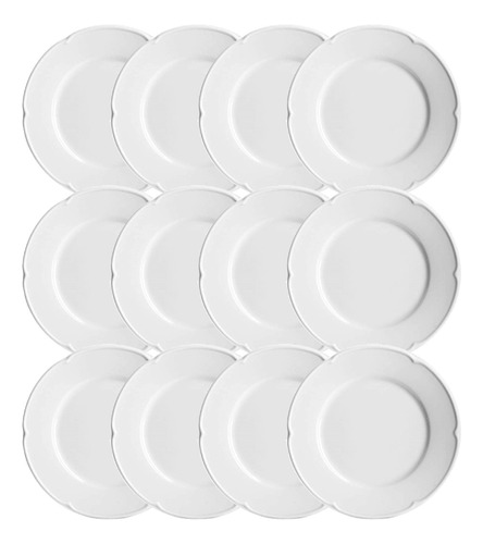 Plato Playo Porcelana Blanca Verbano Línea Provenza X12