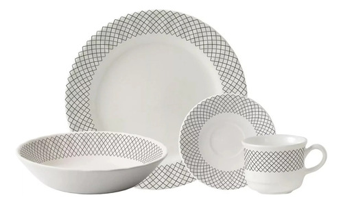 Set Vajilla 16 Pzas Corona Amaranta 4x4 Platos Tazas Ceramic