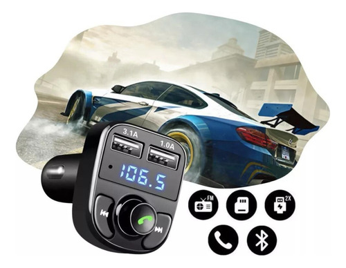 Receptor Veicular Transmissor Fm Usb Bluetooth Mp3 Pendrive 