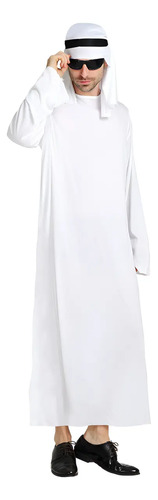 Disfraz Árabe De Halloween: Elegante Traje Blanco De Jeque Para Fiesta De Carnaval Y Mascarada En Dubái Para Hombre.