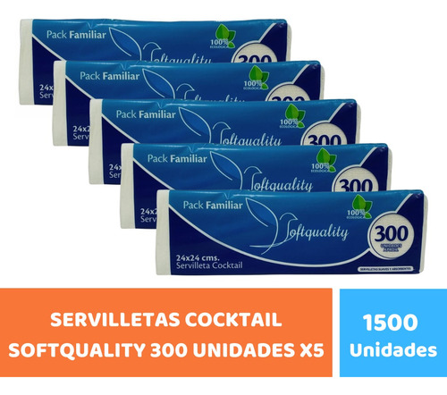 Servilleta Cocktail Softquality 5 Paq. 1500 Unidades. V/a