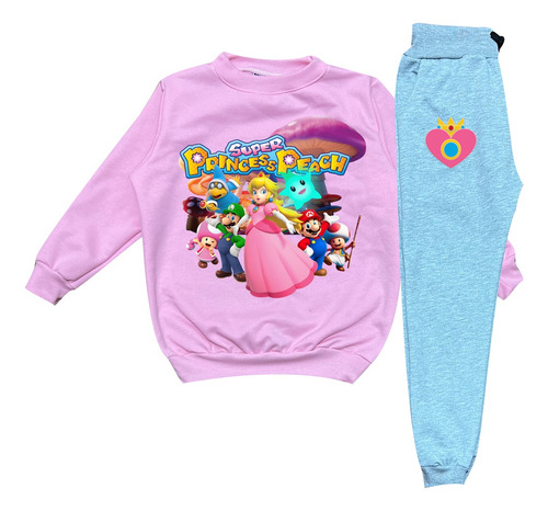 Conjunto Sudadera Princesa Peach Mario Para Niñas