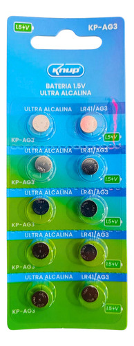 Bateria Ultra Alcalina Lr41 -ag3 1,5v Knup Blister C/10 Unid