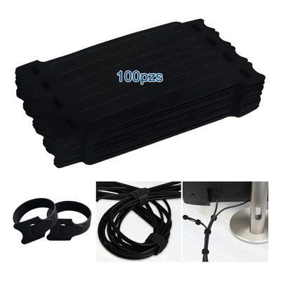 100pzs Cinchos Suja Cables Reutilizable, Bridas Con Velcro Adhesivo Nylon Organizador De Cables, Cinchos Tela Ajustable, Ordenador De Cables Management Para Hogar Oficina Gestión De Cables Dato, Negro | MercadoLibre
