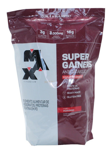 Hipercalorico Super Gainers Sabor Morango Max Titanium 3kg