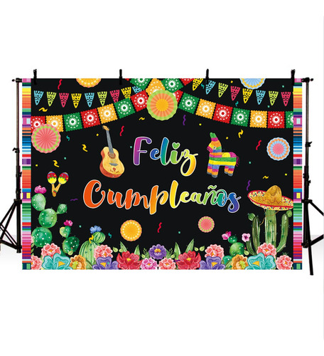 Carnaval Feliz Cumpleaños Fiesta Fondo Empavesado Cactus