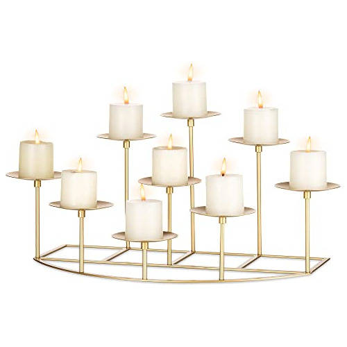 Portavelas Candelabro Hierro Dorado Para Bodas