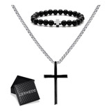 2pz Dije De Cruz Hombre Y Pulsera ,joyeria Acero Inoxidable