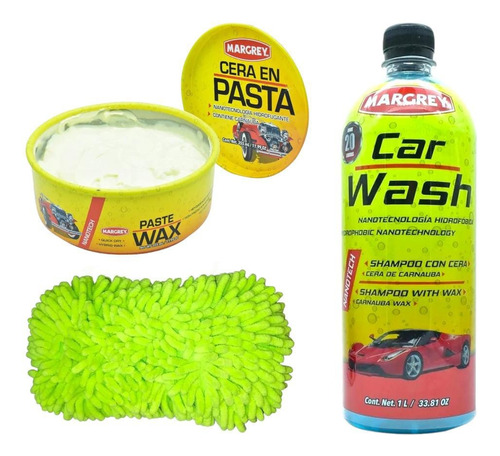 Shampoo Carwash 1l Con Esponja Microfibra Y Cera En Pasta