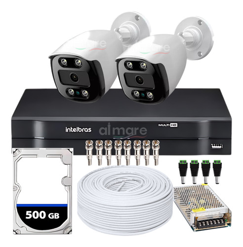 Kit Cftv 2 Câmeras Dvr Intelbras 4ch Colorido Dia E Noite