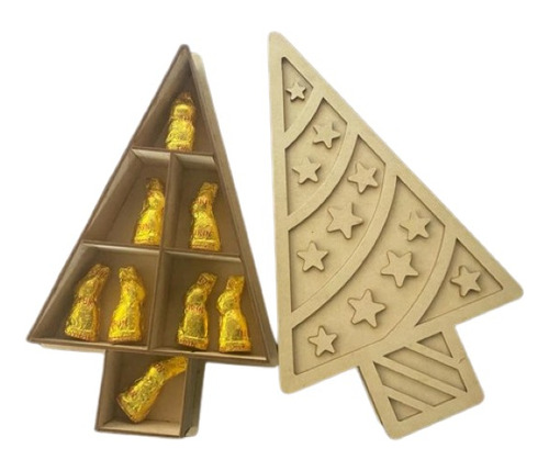 Caja Navideña Para Regalo/chocolates Forma Arbol De Navidad 