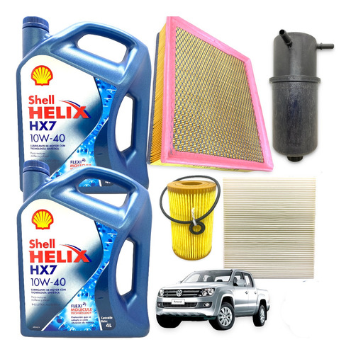 Kit Service Aceite Shell + 4 Filtros Amarok 2.0 2010 A 2015