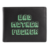 Billetera Bad Mother Fucker Pulp Fiction Color Black/green De Cuero - 3.75  X 4.75 