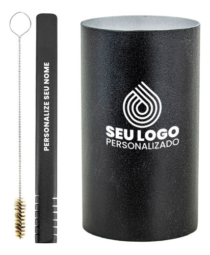 Kit Bomba Copo Terere Redondo Aço Inox Filete Personalize