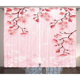 Ambesonne Cortinas Asiáticas, Flores De Cerezo Japonesas Sak