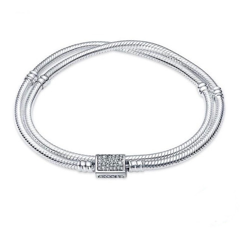 Pulsera Pandora Original Doble Broche En Tubo  Con Cja