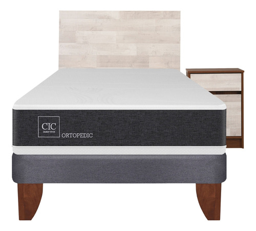 Cama Europea 1.5 Plazas Cic Ortopedic + Set Legno