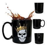 Caneca Xícara Caveira Com Coroa Dourada Porcelana 330ml