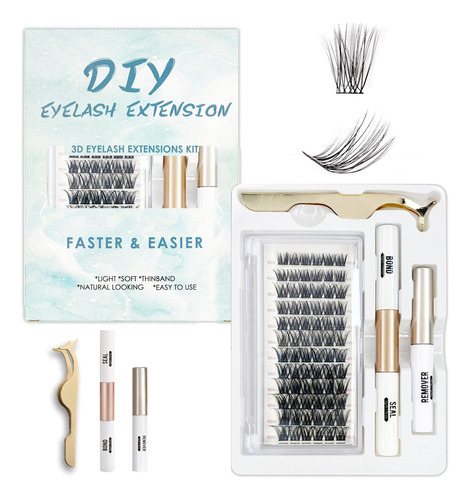 Extensiones De Pestañas Híbridas,72 Cluster Eyelashes Set