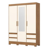  Roupeiro Com 3 Portas C/ Espelho B55 Nature/ Off White Briz