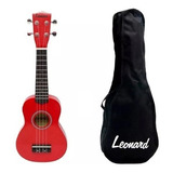 Ukelele Leonard Soprano Uk15 Rojo Con Funda