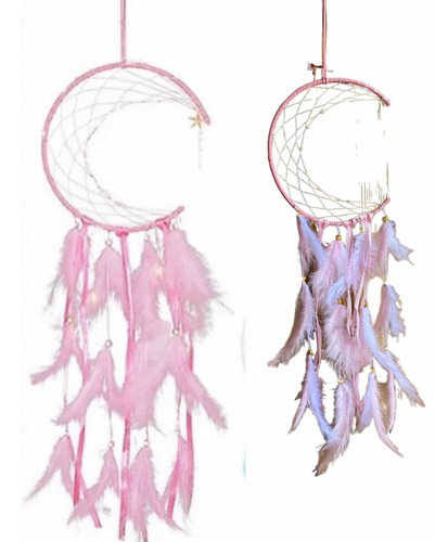 Atrapa Sueños Diseño Luna Plumas Elegante Decorativo