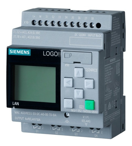 Plc Siemens Logo8 Di8(ai4)/do4 Dc 12v-24v Salida Rele