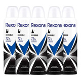 Kit Desodorante Aerosol Rexona Feminino Invisible 150ml 5 Un