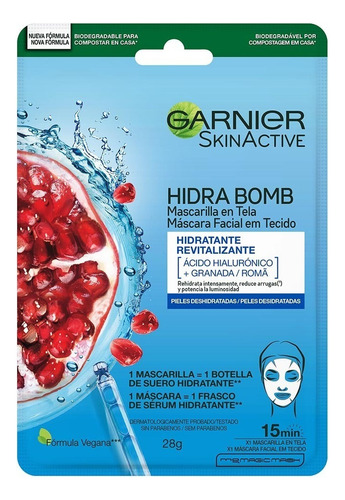 Garnier Mascarilla Facial  Granada Con Ácido Hialurónico