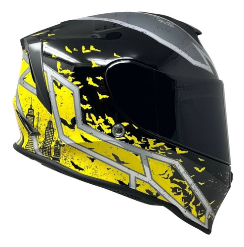 Casco Batman Moto Kov Kroon Dc Comics Certificado Dot Color Amarillo Tamaño Del Casco S (55-56 Cm)