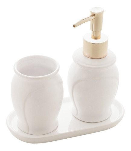 Kit Conjunto Banheiro Lavabo Branco Cerâmica Luxo 3 Peças