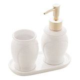 Kit Conjunto Banheiro Lavabo Branco Cerâmica Luxo 3 Peças