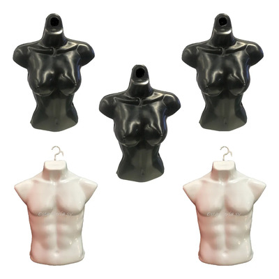 Kit 5 Maniquí Exhibidor Playera Torso 3-mujer N Y 2-hombre B Negro Y Blanco | Envío gratis
