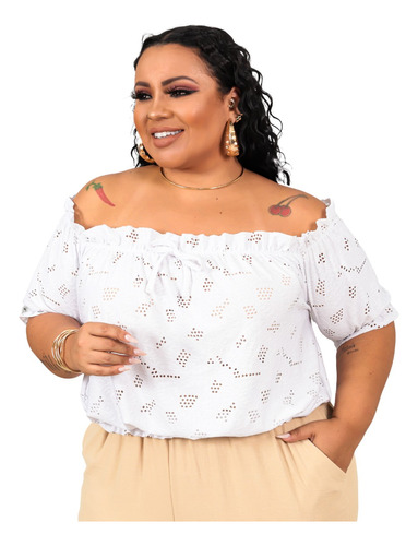 Blusa Feminina Plus Size Ciganinha Tomara Caia 48 50 Gg G1