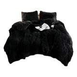 Plumón Edredón Peluche Con Suavetina Cama King Negro