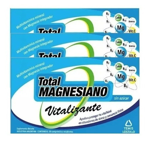 Suplemento En Comprimidos Total Magnesiano  Total Magnesiano Vitalizante En Caja 3 Un Pack X 30 U